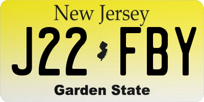 NJ license plate J22FBY
