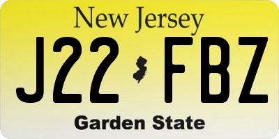NJ license plate J22FBZ