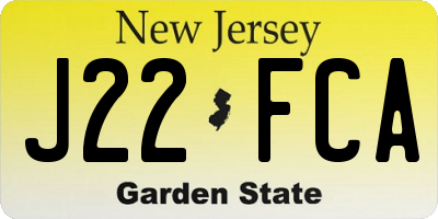NJ license plate J22FCA