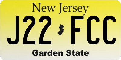 NJ license plate J22FCC
