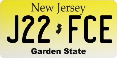 NJ license plate J22FCE
