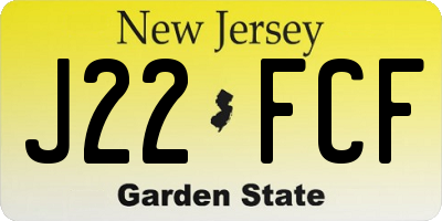 NJ license plate J22FCF