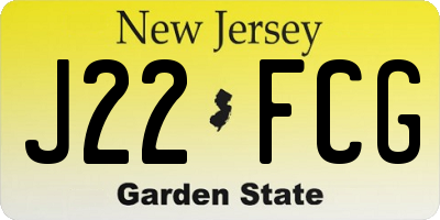 NJ license plate J22FCG