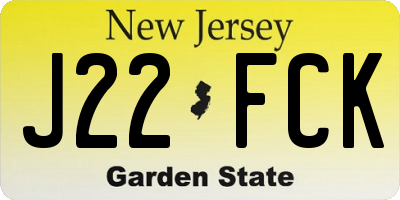 NJ license plate J22FCK