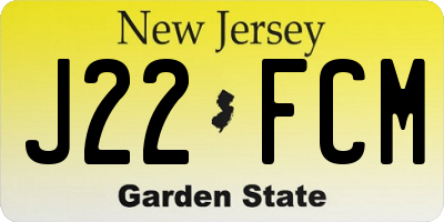 NJ license plate J22FCM