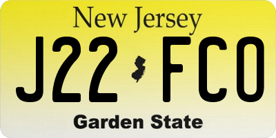 NJ license plate J22FCO