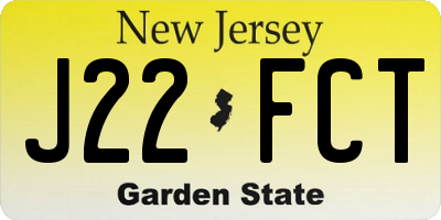NJ license plate J22FCT