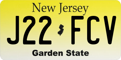 NJ license plate J22FCV