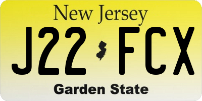 NJ license plate J22FCX