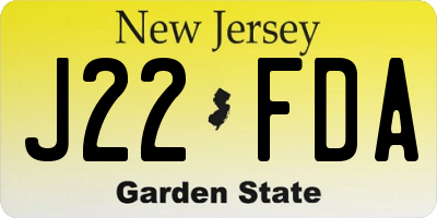 NJ license plate J22FDA