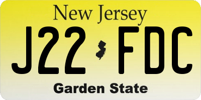 NJ license plate J22FDC