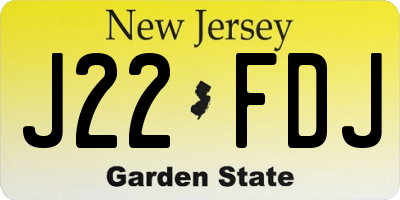 NJ license plate J22FDJ