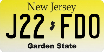 NJ license plate J22FDO