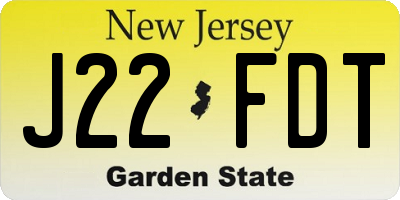 NJ license plate J22FDT