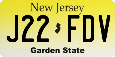 NJ license plate J22FDV