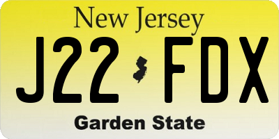 NJ license plate J22FDX