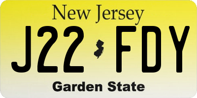 NJ license plate J22FDY