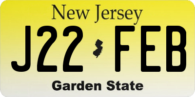 NJ license plate J22FEB