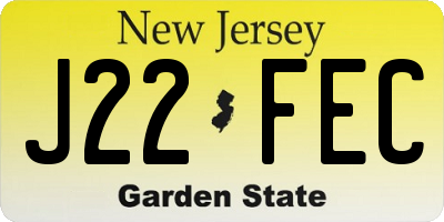 NJ license plate J22FEC