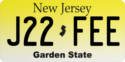 NJ license plate J22FEE