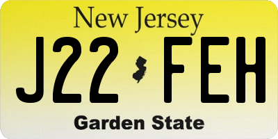 NJ license plate J22FEH