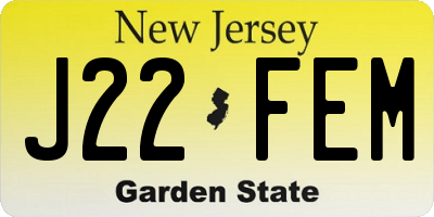 NJ license plate J22FEM