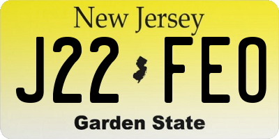 NJ license plate J22FEO