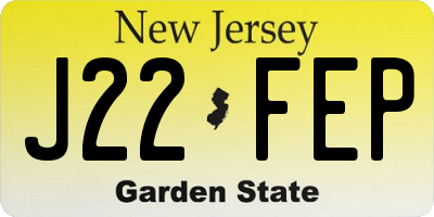 NJ license plate J22FEP