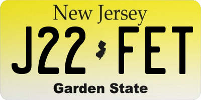 NJ license plate J22FET