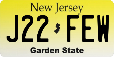 NJ license plate J22FEW
