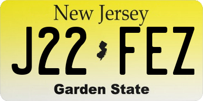 NJ license plate J22FEZ