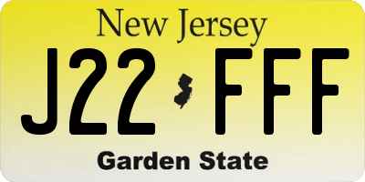 NJ license plate J22FFF