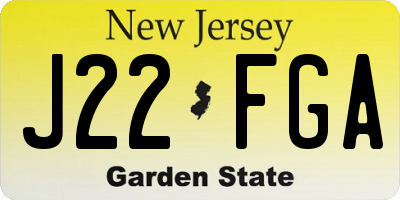 NJ license plate J22FGA