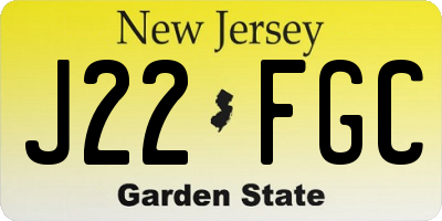 NJ license plate J22FGC