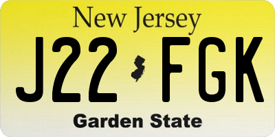 NJ license plate J22FGK