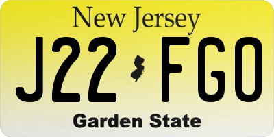 NJ license plate J22FGO
