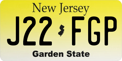 NJ license plate J22FGP