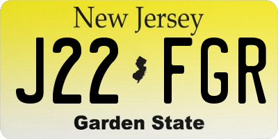 NJ license plate J22FGR
