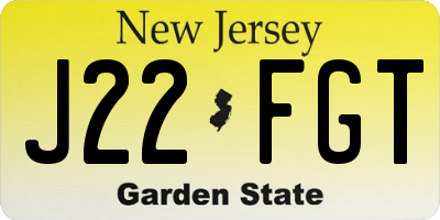 NJ license plate J22FGT
