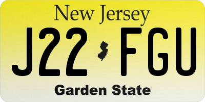 NJ license plate J22FGU