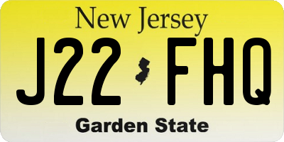 NJ license plate J22FHQ