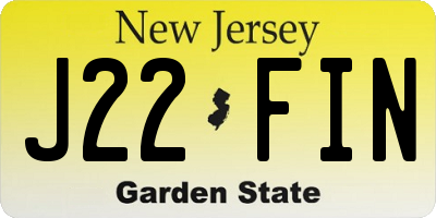 NJ license plate J22FIN