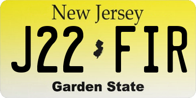 NJ license plate J22FIR