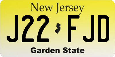 NJ license plate J22FJD