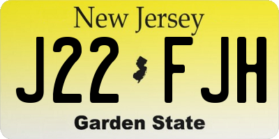 NJ license plate J22FJH