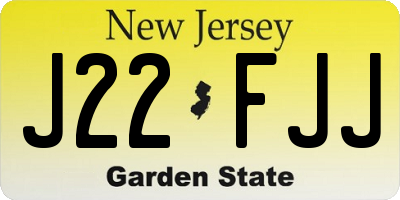 NJ license plate J22FJJ