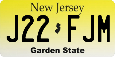 NJ license plate J22FJM