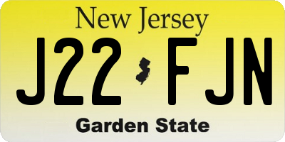 NJ license plate J22FJN