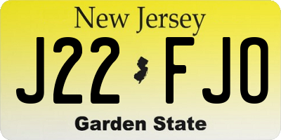 NJ license plate J22FJO