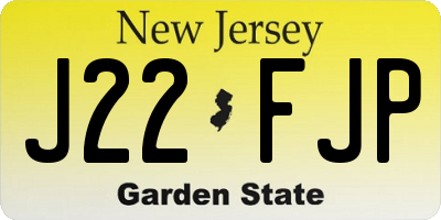 NJ license plate J22FJP